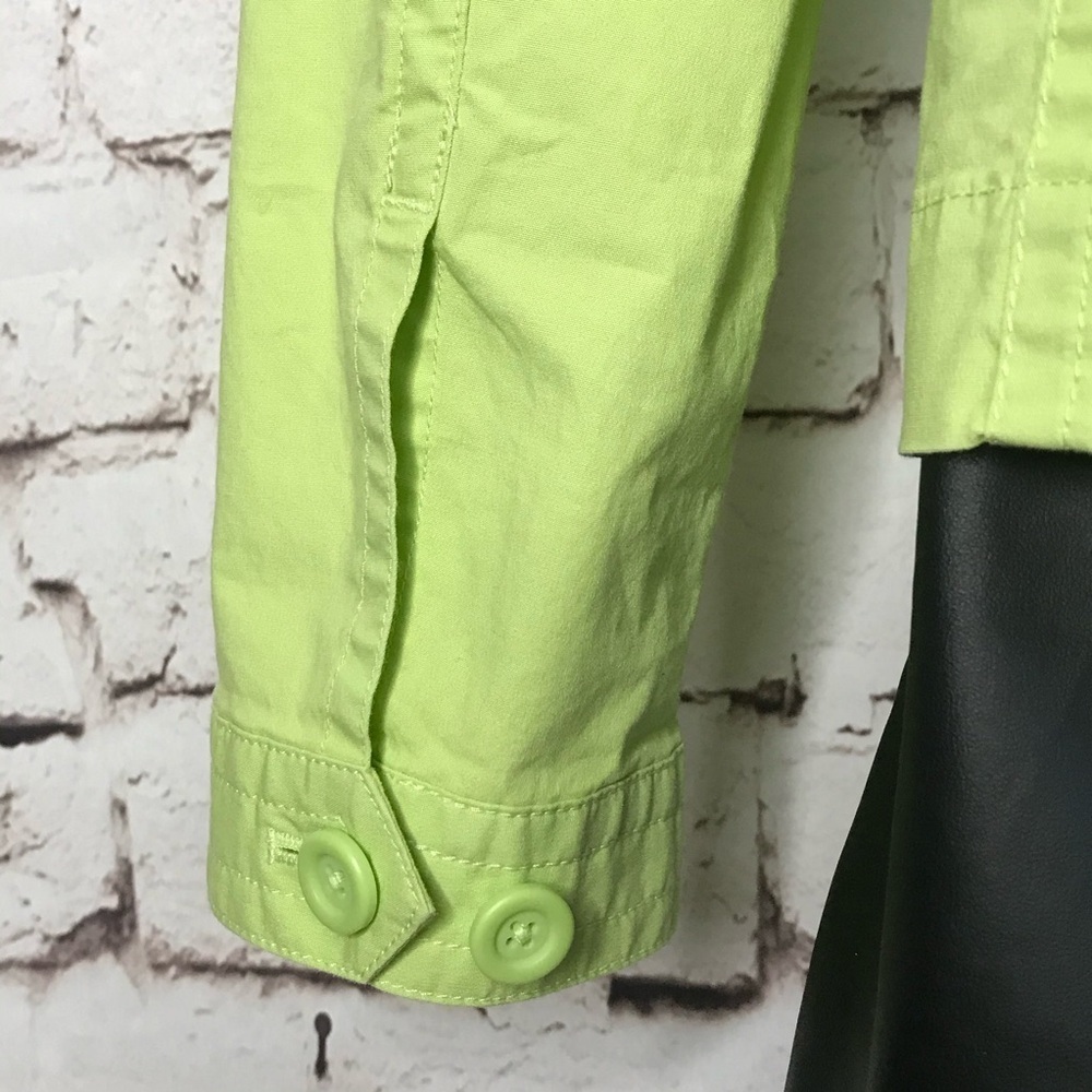 TALBOTS Petite Size 4P Lime Green lightweight Safari cotton blazer jacket - Picture 14 of 15